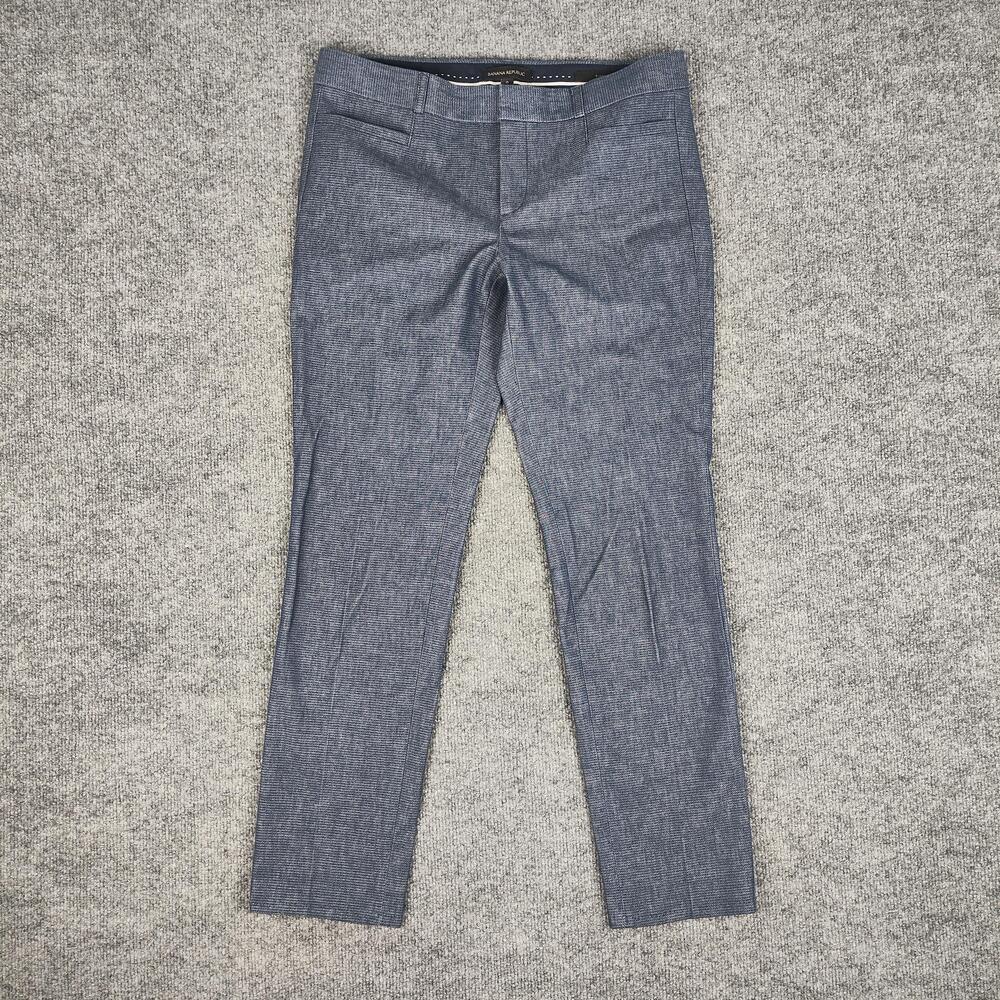 Banana Republic Pants Womens 8 Blue Sloan Ankle Slim Herringbone Twill Stretch